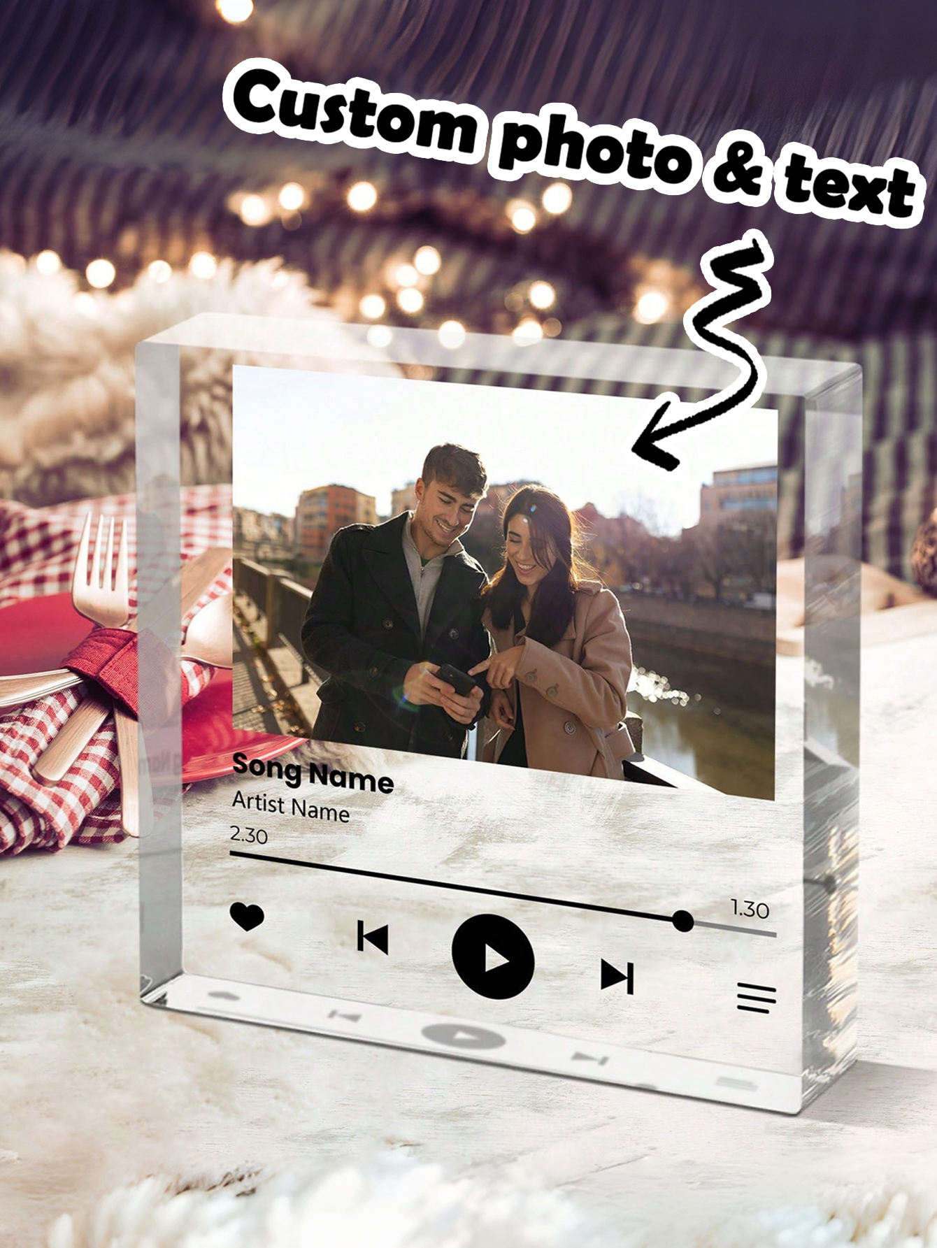 Custom Acrylic Photo Music Block